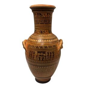 Vtg Greek Amphora Vase Handles Mythology Decor 12” Tall Reproduction Piece